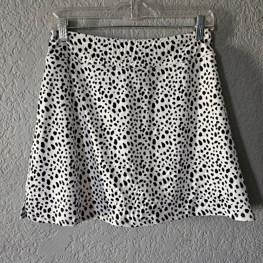 Women's White and Black Dalmatian Print A-Line Skirt